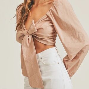 Elegant Blush Tie-Front Top